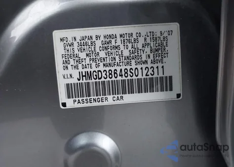 2008 Honda Fit Sport из США, поврежденный, VIN JHMGD38648S012311